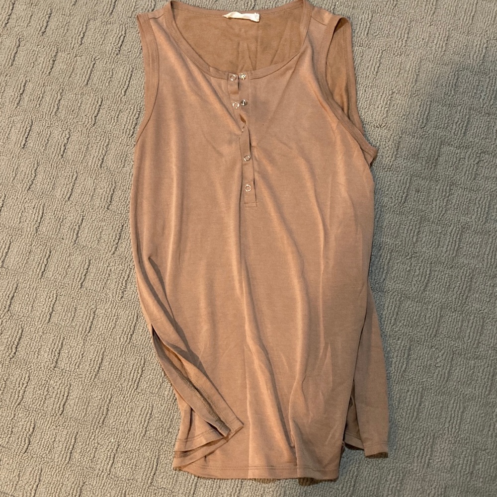 Lush Button-Front Brown Tank Top